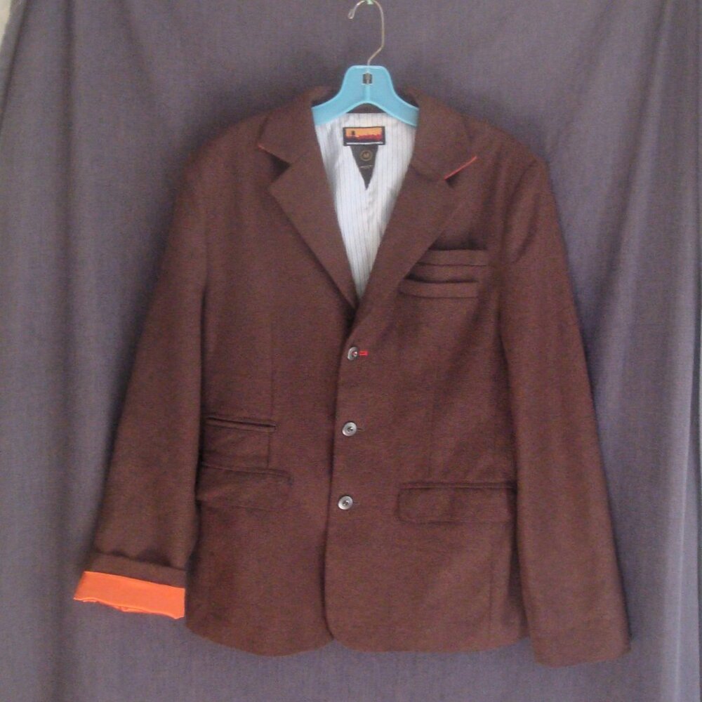 BROOKLYN INDUSTRIES Brown Texture 3-Button Urban Blazer Jacket